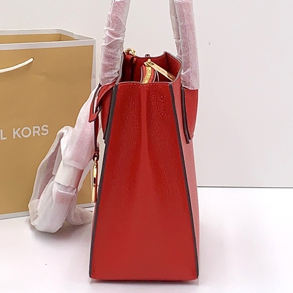 MICHAEL KORS MERCER MEDIUM MESSENGER CROSSBODY FLAME COLOR - Picture 7 of 16